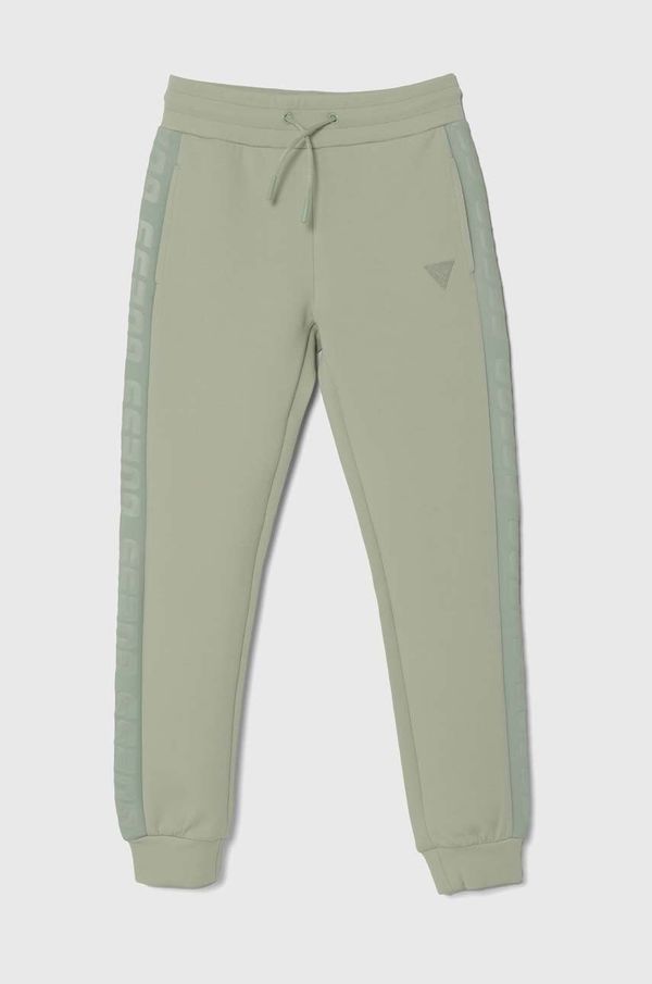 Guess Dječji donji dio trenirke Guess boja: zelena, bez uzorka, J2YQ24 FL03S