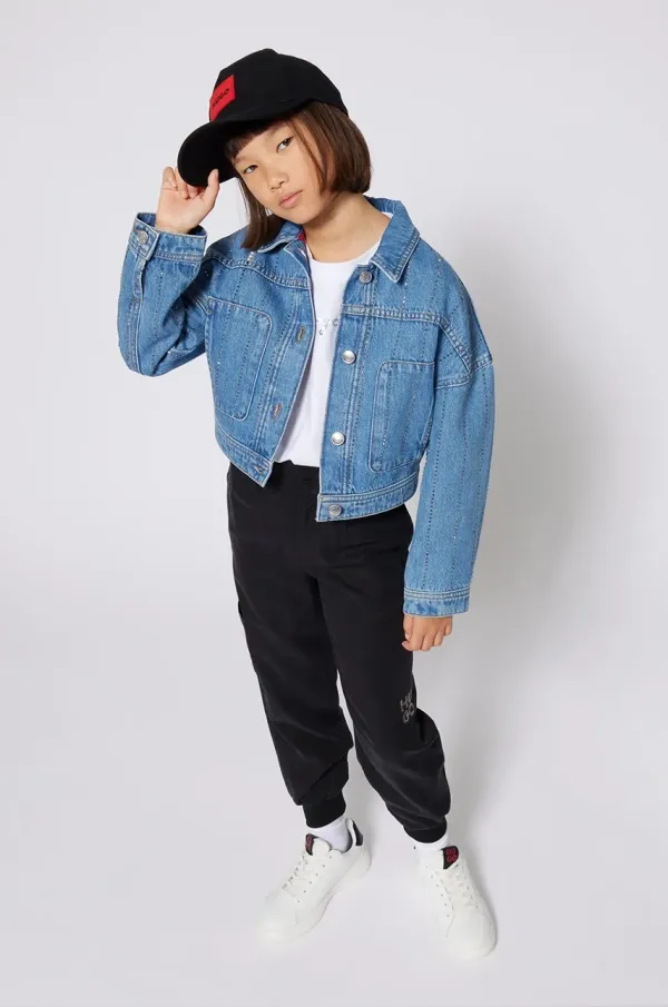 HUGO Dječji donji dio trenirke HUGO boja: crna, bez uzorka, G00400