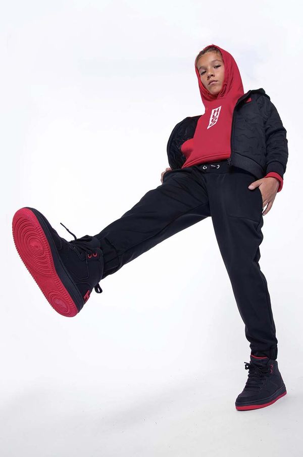 Hugo Dječji donji dio trenirke HUGO boja: crna, s aplikacijom