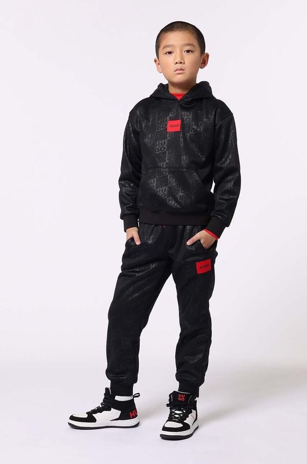 Hugo Dječji donji dio trenirke HUGO boja: crna, s uzorkom, G00180