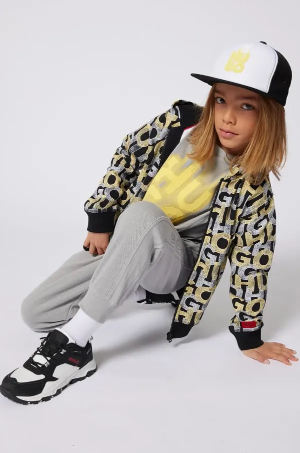 HUGO Dječji donji dio trenirke HUGO boja: siva, bez uzorka, G00363