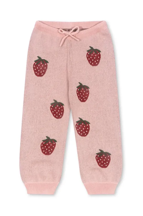 Konges Sløjd Dječji donji dio trenirke Konges Sløjd LAPIS LUREX KNIT PANTS boja: ružičasta, s aplikacijom, KS102261