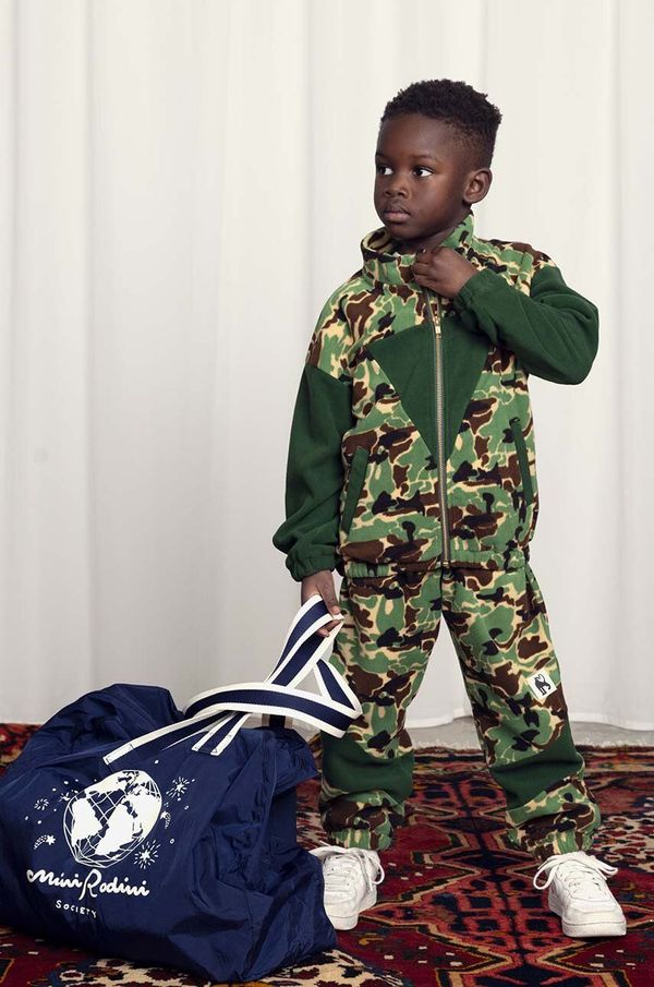 Mini Rodini Dječji donji dio trenirke Mini Rodini boja: zelena, s uzorkom, 2471010575