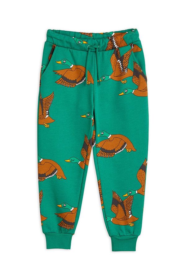 Mini Rodini Dječji donji dio trenirke Mini Rodini boja: zelena, s uzorkom