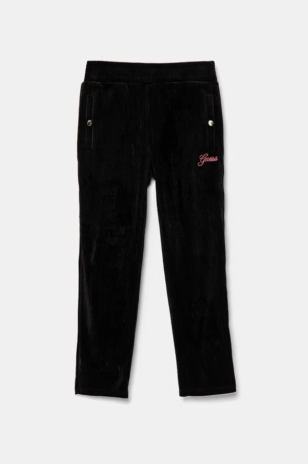 Guess Dječji donji dio trenirke od velura Guess boja: crna, bez uzorka, J4BQ13 KCH92