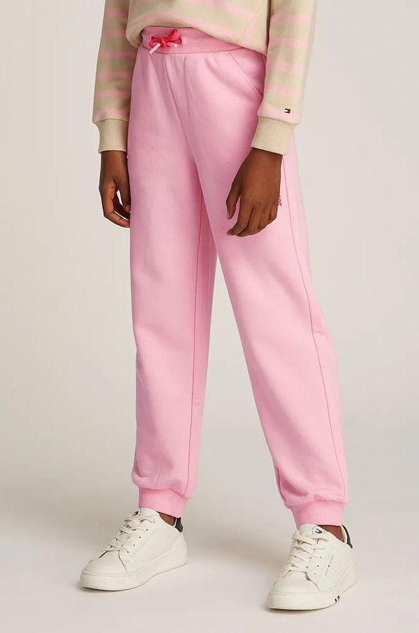 Tommy Hilfiger Dječji donji dio trenirke Tommy Hilfiger boja: ružičasta, bez uzorka, KG0KG08325