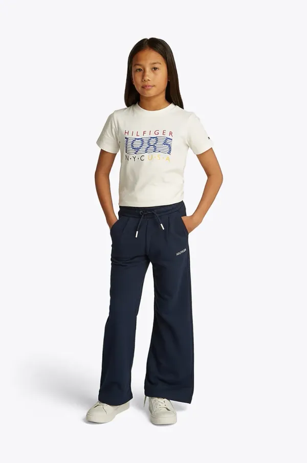 Tommy Hilfiger Dječji donji dio trenirke Tommy Hilfiger boja: tamno plava, bez uzorka, KG0KG08422