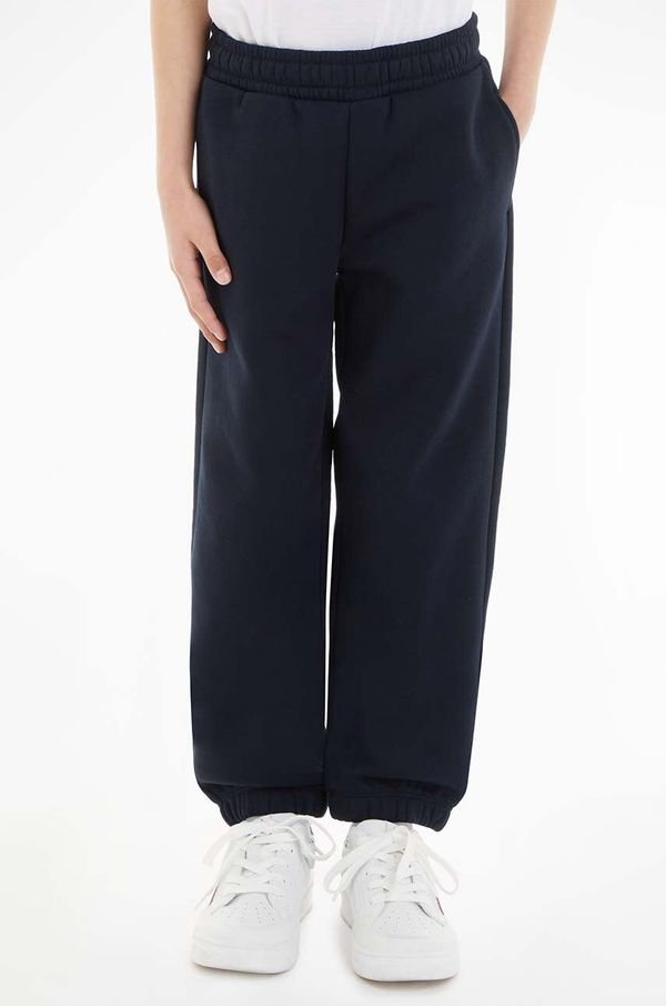 Tommy Hilfiger Dječji donji dio trenirke Tommy Hilfiger boja: tamno plava, melanž