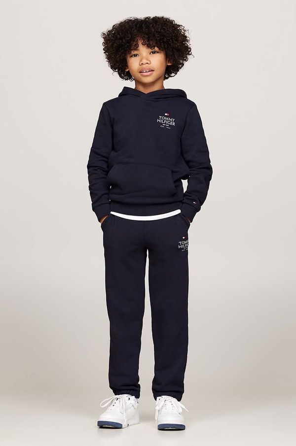 Tommy Hilfiger Dječji donji dio trenirke Tommy Hilfiger TH LOGO PUFF PRINT boja: tamno plava, s tiskom, KB0KB09244