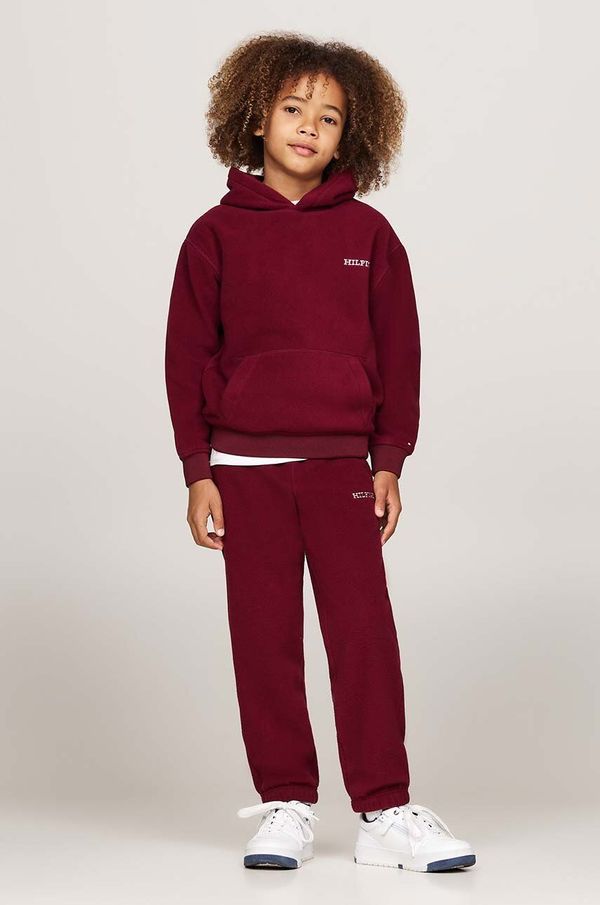 Tommy Hilfiger Dječji donji dio trenirke Tommy Hilfiger U POLAR FLEECE SWEATPANTS boja: bordo, bez uzorka, KS0KS00583