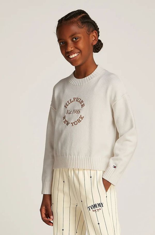 Tommy Hilfiger Dječji džemper Tommy Hilfiger boja: bež, KG0KG08513