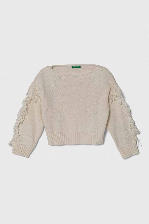 United Colors of Benetton Dječji džemper United Colors of Benetton boja: bež, lagani