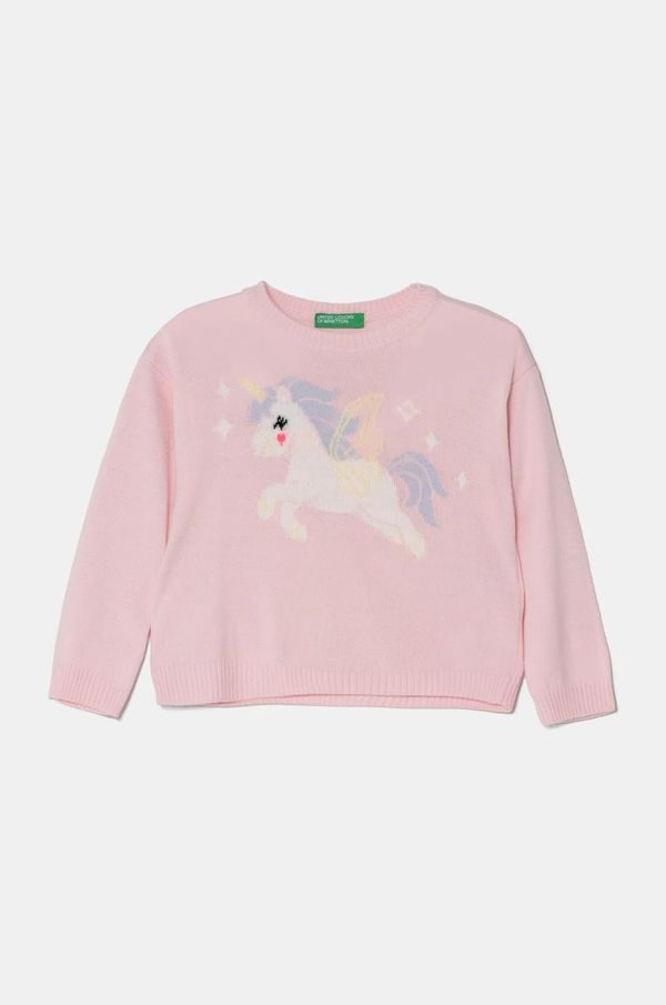 United Colors of Benetton Dječji džemper United Colors of Benetton boja: ružičasta, lagani, 1070H102K