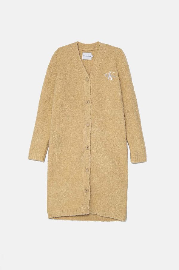 Calvin Klein Jeans Dječji kardigan s dodatkom vune Calvin Klein Jeans boja: bež, IG0IG02550