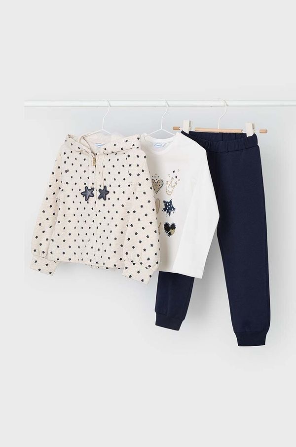 Mayoral Dječji komplet trenirke - majica dugih rukava, trenirka i hlače Mayoral boja: tamno plava, 4889