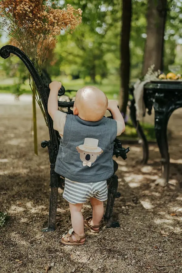 Donsje Dječji laneni prsluk Donsje Larsel Linen Gilet Groom