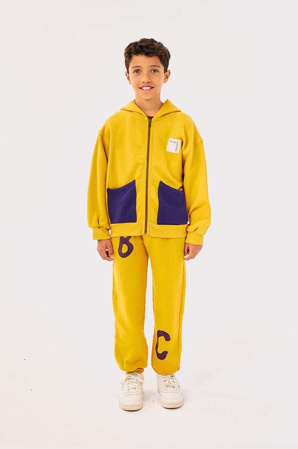 Bobo Choses Dječji pamučni donji dio trenirke Bobo Choses boja: žuta, s tiskom, 224AC076