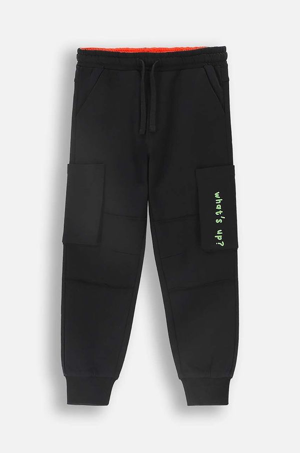 Coccodrillo Dječji pamučni donji dio trenirke Coccodrillo boja: crna, bez uzorka, GRUNGE SWAMP BOY KIDS