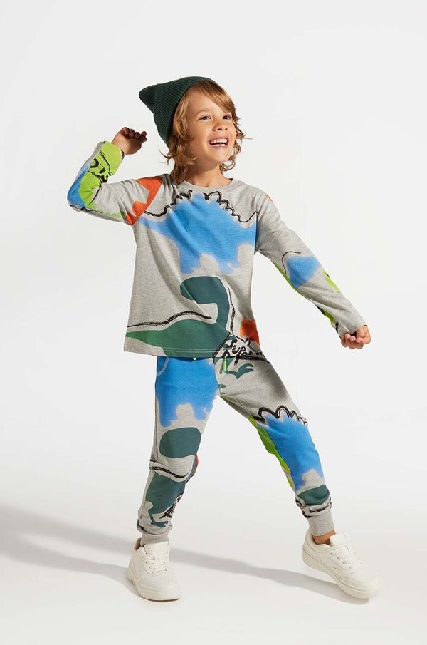 Coccodrillo Dječji pamučni donji dio trenirke Coccodrillo boja: siva, s uzorkom, DIGITAL BOY KIDS