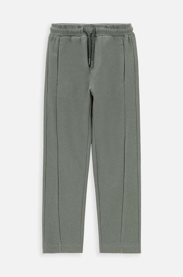 Coccodrillo Dječji pamučni donji dio trenirke Coccodrillo boja: zelena, bez uzorka