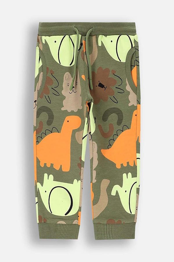 Coccodrillo Dječji pamučni donji dio trenirke Coccodrillo boja: zelena, s uzorkom, SMILE BOY NEWBORN