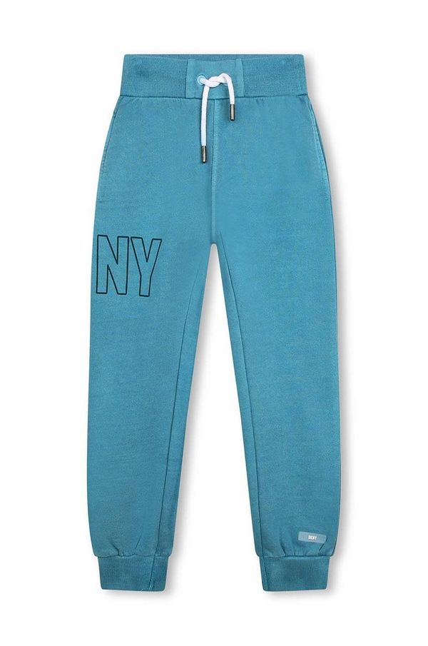 DKNY Dječji pamučni donji dio trenirke Dkny boja: zelena, s tiskom