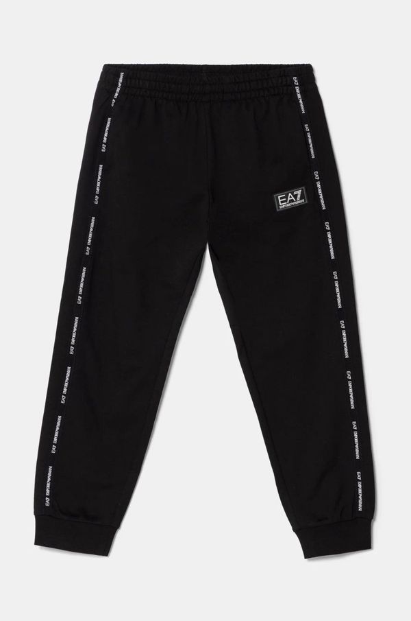 EA7 Emporio Armani Dječji pamučni donji dio trenirke EA7 Emporio Armani boja: crna, s tiskom, 7B000058 AF10380