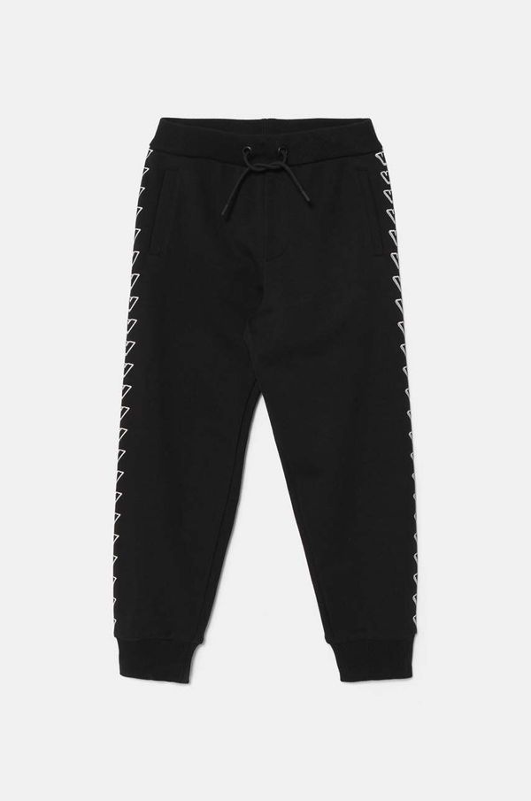 Emporio Armani Dječji pamučni donji dio trenirke Emporio Armani boja: crna, s tiskom, EB000021 AF10381