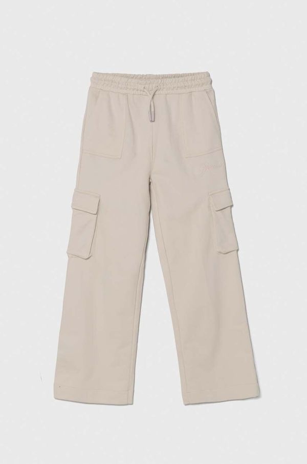 Guess Dječji pamučni donji dio trenirke Guess boja: bež, bez uzorka, J4YQ13 KA6R3