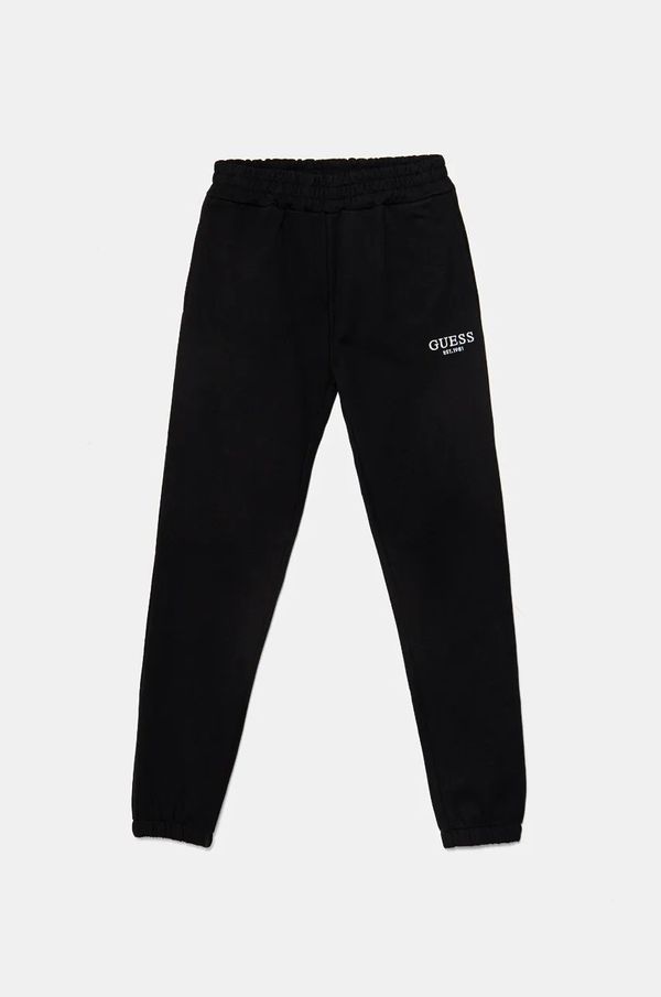 Guess Dječji pamučni donji dio trenirke Guess boja: crna, bez uzorka, J4BQ17 KAV33