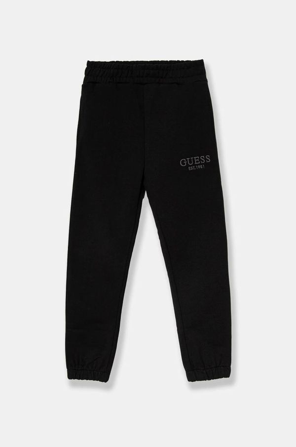 Guess Dječji pamučni donji dio trenirke Guess boja: crna, bez uzorka, L4BQ15 KAV33