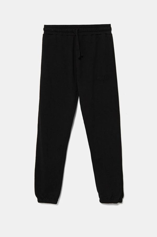 Guess Dječji pamučni donji dio trenirke Guess boja: crna, s aplikacijom, L5RQ14 KAD74