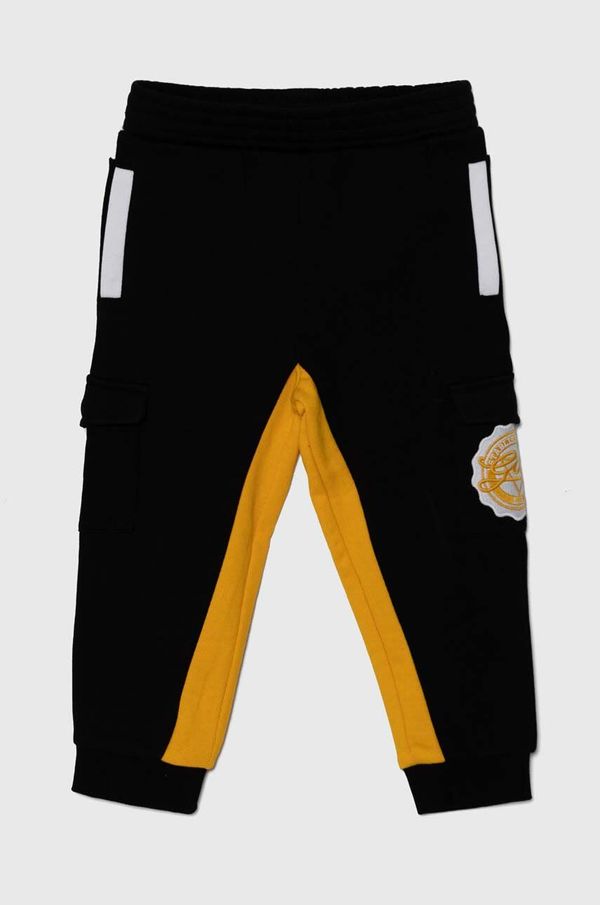 Guess Dječji pamučni donji dio trenirke Guess boja: crna, s aplikacijom, N4YQ12 KA6R4