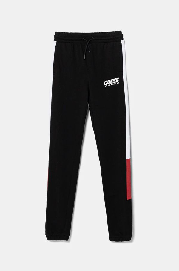 Guess Dječji pamučni donji dio trenirke Guess boja: crna, s tiskom, L5RQ11 KA6R4