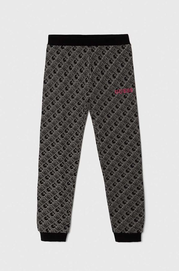 Guess Dječji pamučni donji dio trenirke Guess boja: crna, s uzorkom, J4YQ11 KA6R4