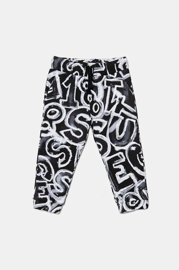 Guess Dječji pamučni donji dio trenirke Guess boja: crna, s uzorkom, N4BQ12 KAD73