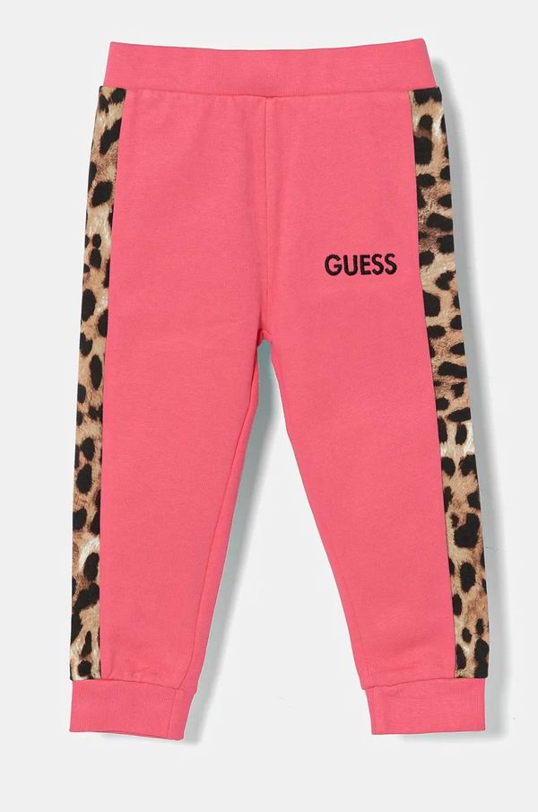 Guess Dječji pamučni donji dio trenirke Guess boja: ružičasta, s uzorkom, K4BQ12 KAX73