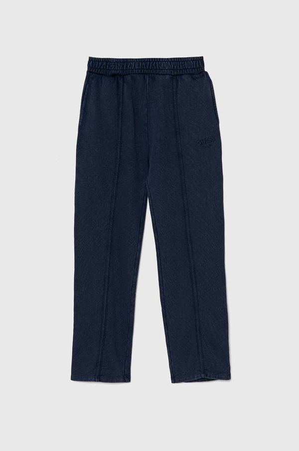 Guess Dječji pamučni donji dio trenirke Guess boja: tamno plava, bez uzorka, J4YQ18 KAX74