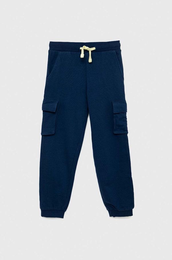 Guess Dječji pamučni donji dio trenirke Guess boja: tamno plava, glatki materijal