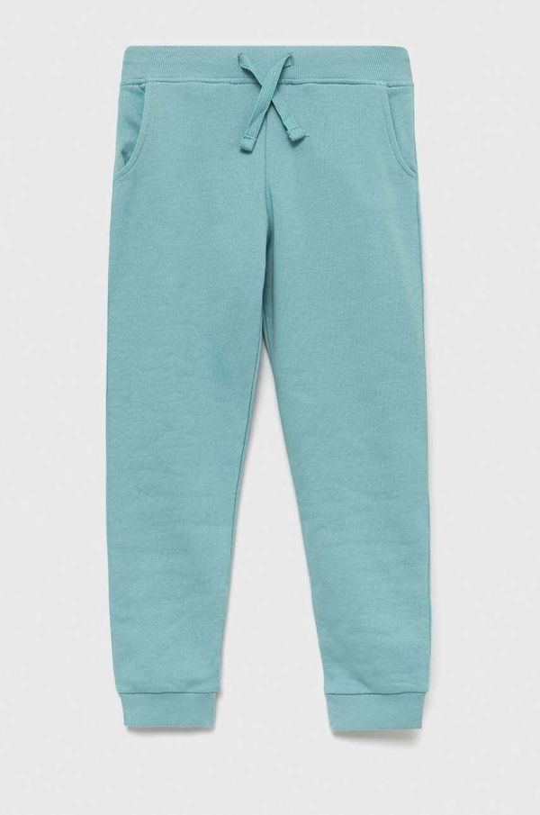 Guess Dječji pamučni donji dio trenirke Guess boja: tirkizna, glatki materijal