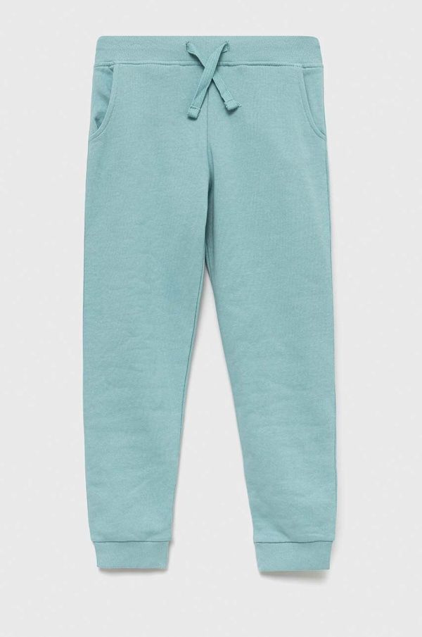 Guess Dječji pamučni donji dio trenirke Guess boja: tirkizna, glatki materijal