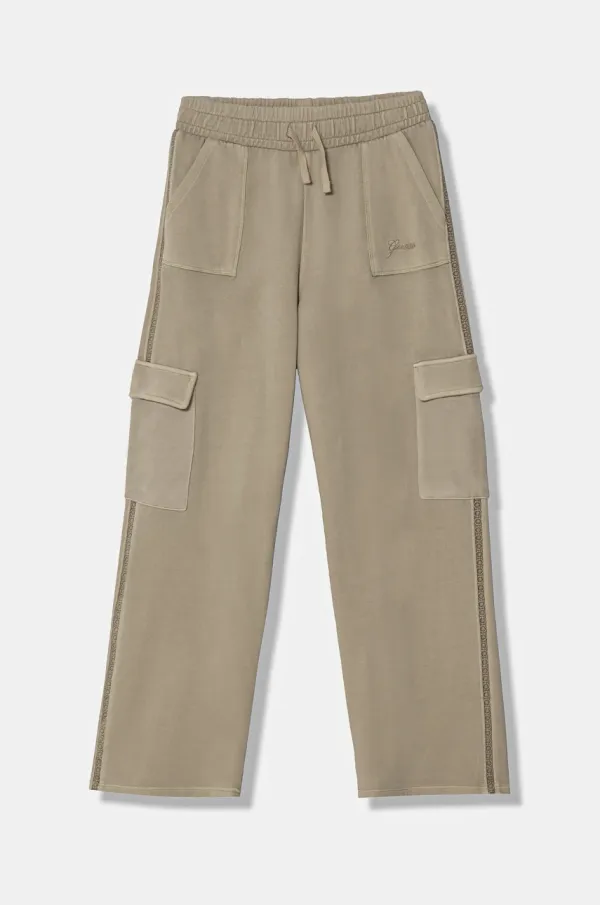 Guess Dječji pamučni donji dio trenirke Guess boja: zelena, s aplikacijom, J5RQ14 KAD74