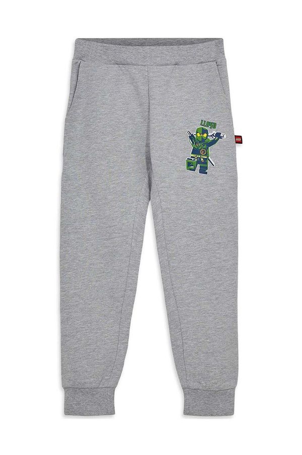 Lego Dječji pamučni donji dio trenirke Lego boja: siva, s tiskom