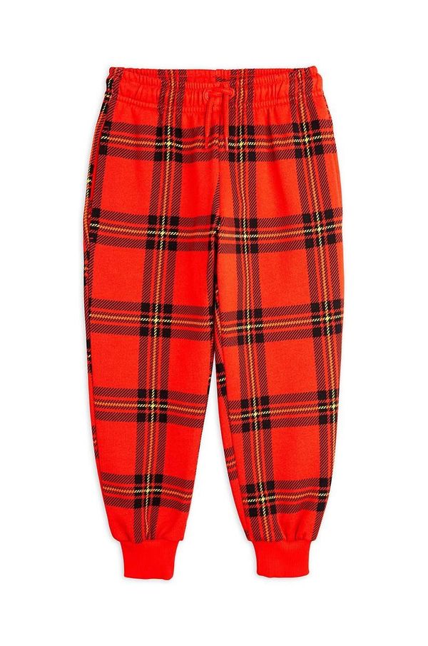 Mini Rodini Dječji pamučni donji dio trenirke Mini Rodini boja: crvena, s uzorkom, 2473013842