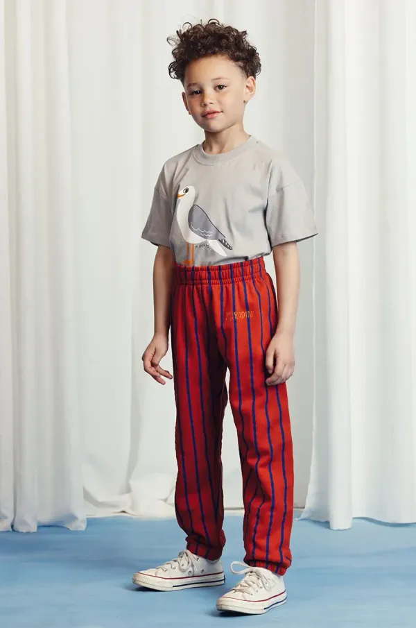 Mini Rodini Dječji pamučni donji dio trenirke Mini Rodini boja: crvena, s uzorkom, 2523013442