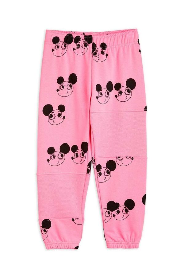 Mini Rodini Dječji pamučni donji dio trenirke Mini Rodini boja: ružičasta, s uzorkom