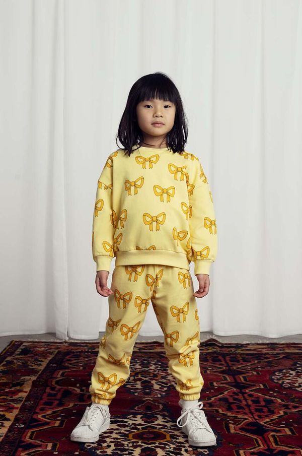 Mini Rodini Dječji pamučni donji dio trenirke Mini Rodini Bow boja: žuta, s uzorkom, 2473013323