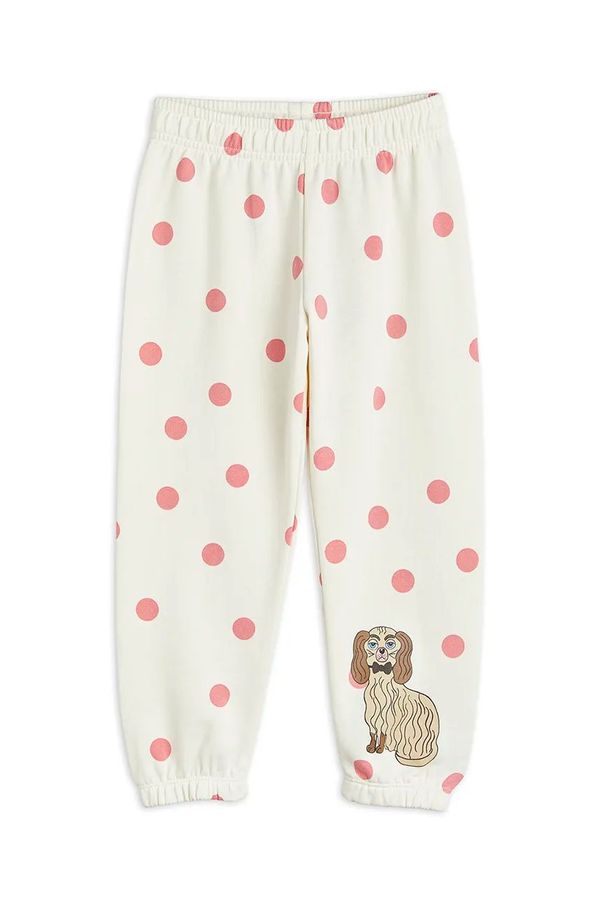 Mini Rodini Dječji pamučni donji dio trenirke Mini Rodini Dashing dog boja: bijela, s uzorkom, 1100006710