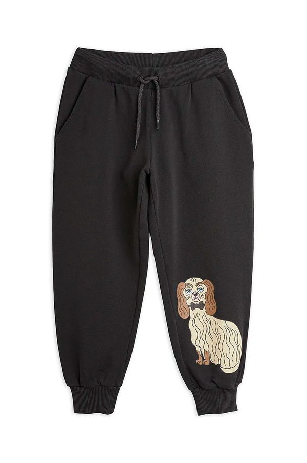 Mini Rodini Dječji pamučni donji dio trenirke Mini Rodini Dashing dog boja: crna, s tiskom, 1100005899