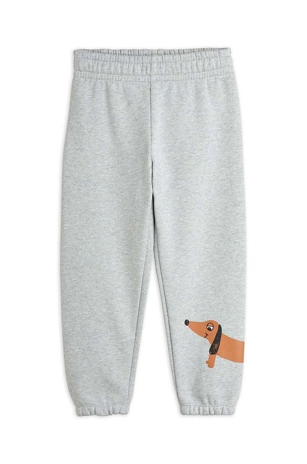 Mini Rodini Dječji pamučni donji dio trenirke Mini Rodini Dog boja: siva, s tiskom, 2473014394